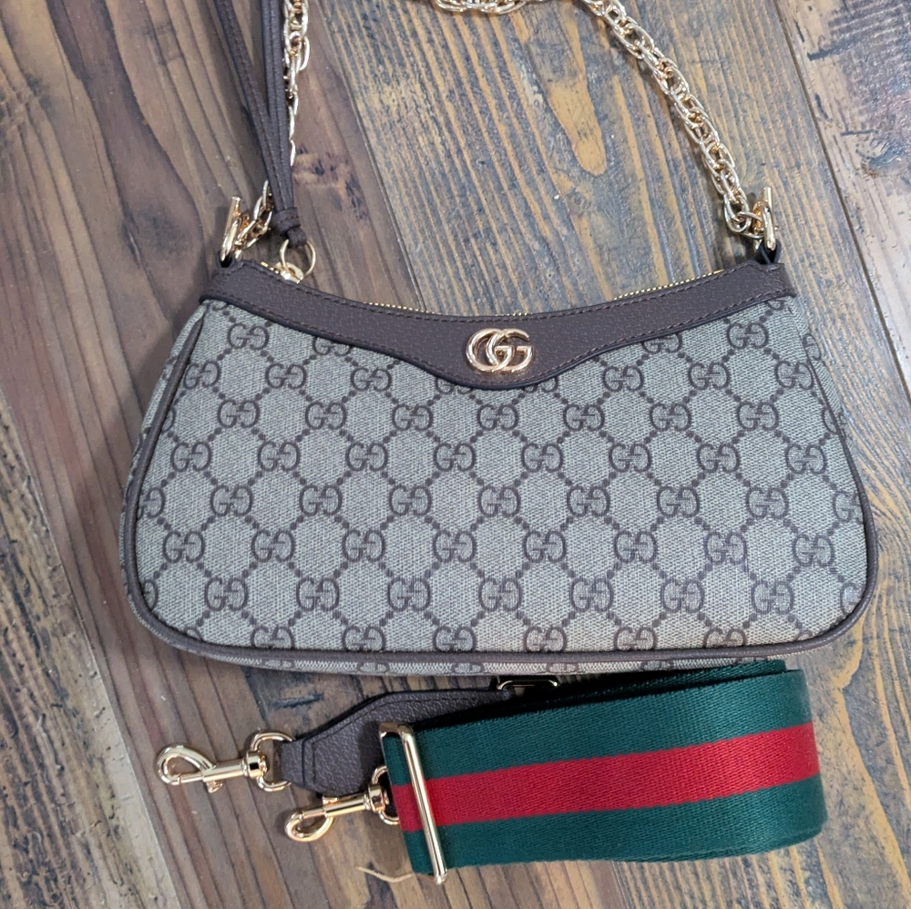 Small Brown and Tan Shoulder Bag with Classic Design